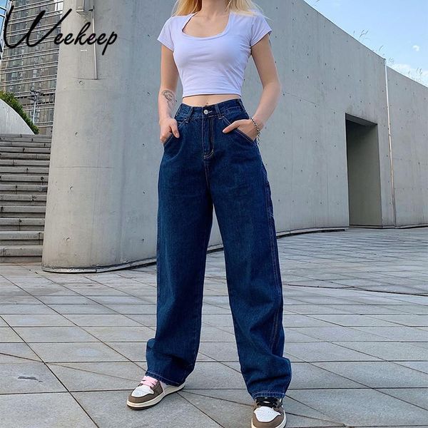 women's jeans weekeep retro straight pachwork large pocket wide-leg high waist streetwear pants summer fashion loose women, Blue
women's jeans weekeep retro straight pachwork large pocket wide-leg high waist streetwear pants summer fashion loose women, Blue