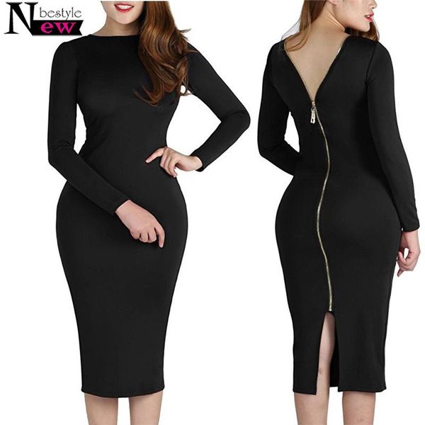 casual dresses maxi simple round collar knee-length elegant dress women long sleeve full zipper tight design fitted vestidos, Black;gray
casual dresses maxi simple round collar knee-length elegant dress women long sleeve full zipper tight design fitted vestidos, Black;gray