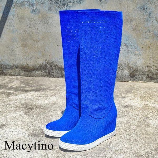 boots blue hollow mesh design women's round toe thick-soled inner height-enhancing fashion party, Black 
boots blue hollow mesh design women's round toe thick-soled inner height-enhancing fashion party, Black