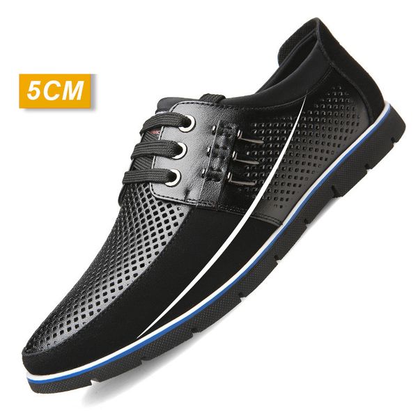 men casual shoes flat fashion increased internal 5 cm summer hollow out leather driving loafers male outdoor work business, Black
men casual shoes flat fashion increased internal 5 cm summer hollow out leather driving loafers male outdoor work business, Black