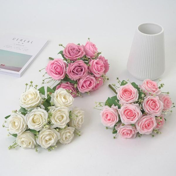 head 1 bouquet silk rose floral artificial white red burgundy bridesmaids fake flower wedding home decoration decorative flowers & wreaths
head 1 bouquet silk rose floral artificial white red burgundy bridesmaids fake flower wedding home decoration decorative flowers & wreaths