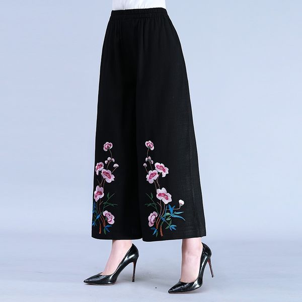 womens vintage chinese style wide leg pants female casual cotton linen embroidery loose high waist chinese trousers 10697, Red
womens vintage chinese style wide leg pants female casual cotton linen embroidery loose high waist chinese trousers 10697, Red