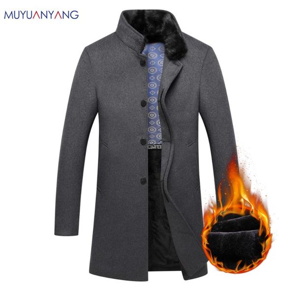 men's wool & blends mu yuan yang winter casual trench coat fashion business medium solid thicken slim windbreaker overcoat jacket male, Black
men's wool & blends mu yuan yang winter casual trench coat fashion business medium solid thicken slim windbreaker overcoat jacket male, Black