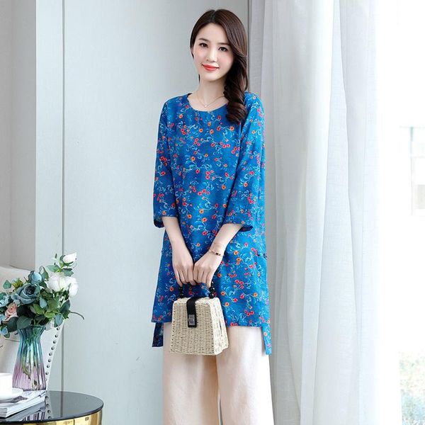 women 2021 summer fashion two piece sets female o-neck printed ladies elastic waist loose wide leg pants suits k66 women's, White
women 2021 summer fashion two piece sets female o-neck printed ladies elastic waist loose wide leg pants suits k66 women's, White