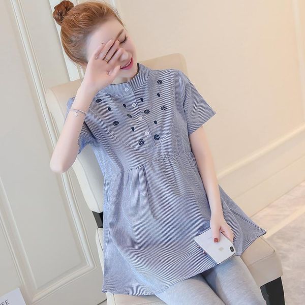 maternity & tees cotton shirts short sleeve o-neck fashion polka dot embroidered pregnant women clothes long loose pregnanct blouses, White
maternity & tees cotton shirts short sleeve o-neck fashion polka dot embroidered pregnant women clothes long loose pregnanct blouses, White