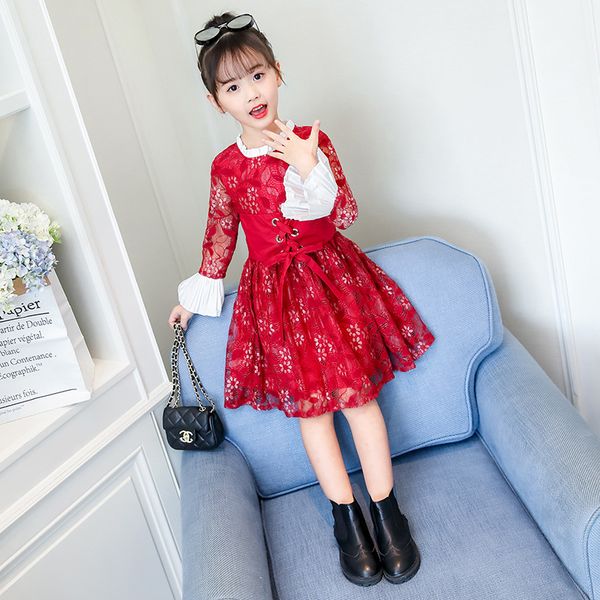 sweet girls dress lace mesh spliced childrens clothes dresses for girls waist cross strap long sleeve bow dress kids clothes 12, White
sweet girls dress lace mesh spliced childrens clothes dresses for girls waist cross strap long sleeve bow dress kids clothes 12, White