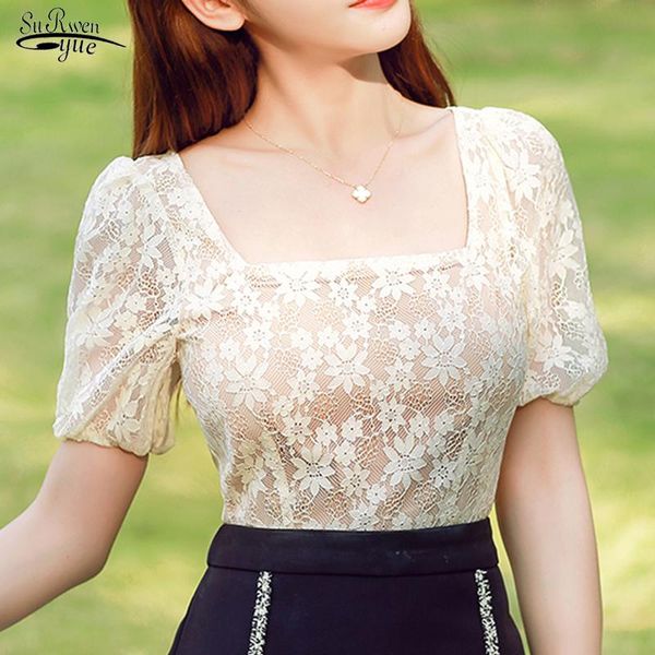 women's blouses & shirts vintage square collar floral lace blouse women sleeve hook flower hollow short summer korean aprico, White
women's blouses & shirts vintage square collar floral lace blouse women sleeve hook flower hollow short summer korean aprico, White