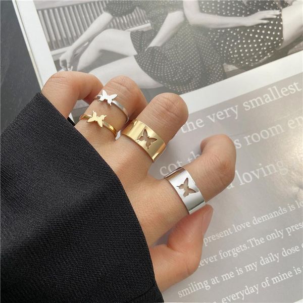 wedding rings y2k punk gold silver color butterfly opening ring for lovers couples women men hollow animal anniversary gifts jewelry, Slivery;golden
wedding rings y2k punk gold silver color butterfly opening ring for lovers couples women men hollow animal anniversary gifts jewelry, Slivery;golden