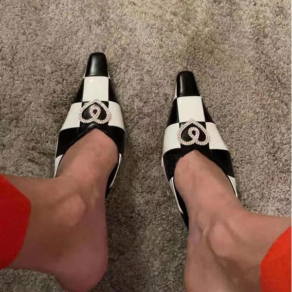 slippers sandals thick heels 2021 half-baotou pointed retro for women's outer wear fashion mid-heel leather stiletto, Black
slippers sandals thick heels 2021 half-baotou pointed retro for women's outer wear fashion mid-heel leather stiletto, Black