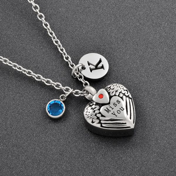 pendant necklaces "miss you" memorial jewelry urn pendant& custom birthstone and letter neckalce cremation urns locket, Silver
pendant necklaces "miss you" memorial jewelry urn pendant& custom birthstone and letter neckalce cremation urns locket, Silver