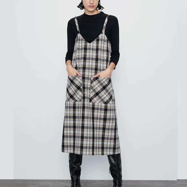 za plaid spaghetti straps midi dress women sleeveless backless office lady dresses female chic front patch pockets vestidos 210602, Black;gray
za plaid spaghetti straps midi dress women sleeveless backless office lady dresses female chic front patch pockets vestidos 210602, Black;gray