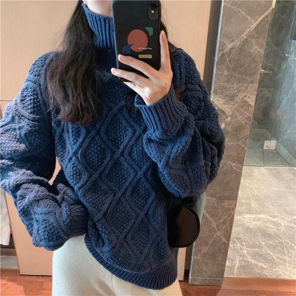 women's sweaters turtleneck pullover sweater winter warm and loose knit korea clothing casual long-sleeved blue top, White;black
women's sweaters turtleneck pullover sweater winter warm and loose knit korea clothing casual long-sleeved blue top, White;black