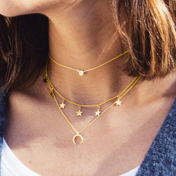 bohemian multi- crystal star necklaces for women fashion gold necklace vintage multilayer pendant jewelry gift, Silver
bohemian multi- crystal star necklaces for women fashion gold necklace vintage multilayer pendant jewelry gift, Silver