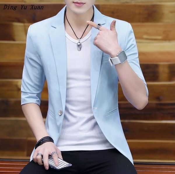 men's suits & blazers summer short sleeve blazer men casual suit jacket solid black white blue pink hombre for teenage, White;black
men's suits & blazers summer short sleeve blazer men casual suit jacket solid black white blue pink hombre for teenage, White;black