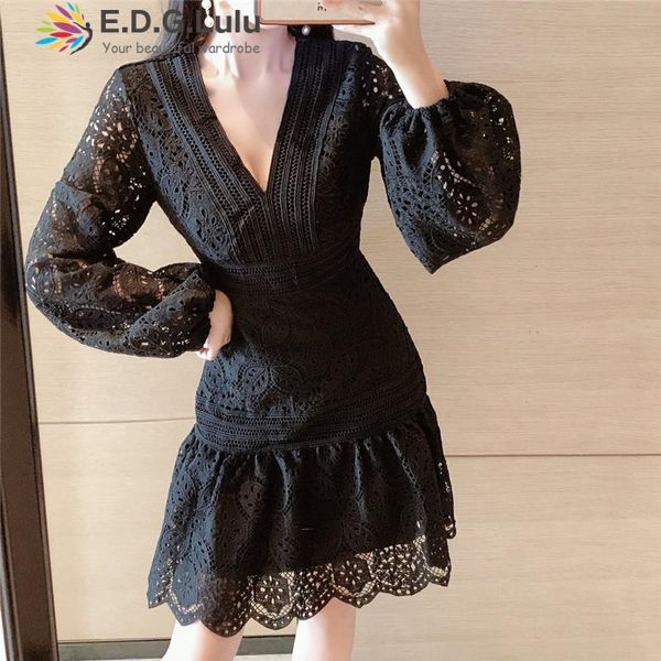 casual dresses edglulu fall fashion deep v neck lantern sleeve hollow out lace dress vintage embroidery ruffle club party dresse 1110, Black;gray
casual dresses edglulu fall fashion deep v neck lantern sleeve hollow out lace dress vintage embroidery ruffle club party dresse 1110, Black;gray
