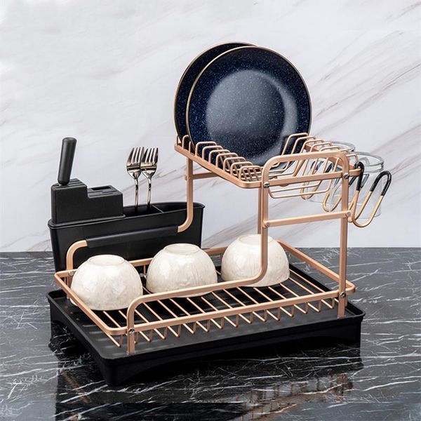 double layer aluminum kitchen dish drying rack sink drainer plates bowls organizer accessories cutlery wine glass storage shelf & organizati
double layer aluminum kitchen dish drying rack sink drainer plates bowls organizer accessories cutlery wine glass storage shelf & organizati