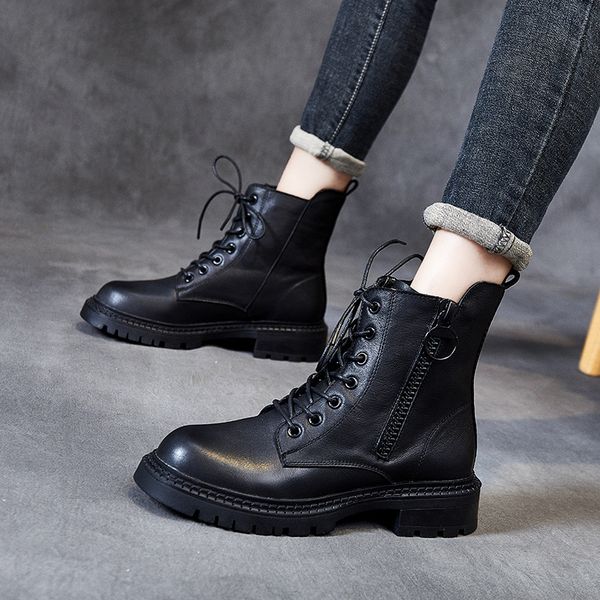 martin leather 2021 autumn winter thick soled british short side zipper middle tube women's motorcycle boots, Black
martin leather 2021 autumn winter thick soled british short side zipper middle tube women's motorcycle boots, Black