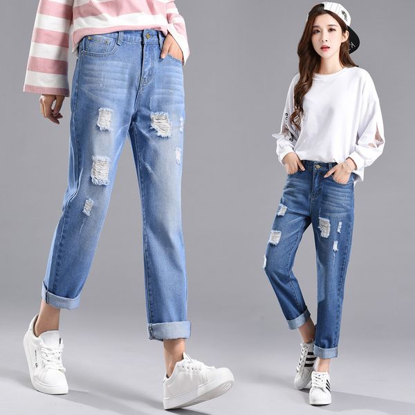 spring and autumn women's slim-fit ripped denim wide-leg pants thinning korean style all-match fashion cropped, Blue
spring and autumn women's slim-fit ripped denim wide-leg pants thinning korean style all-match fashion cropped, Blue