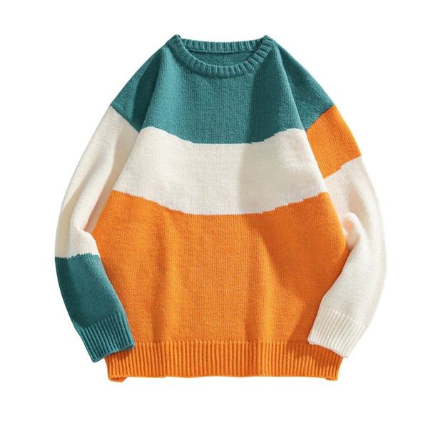men's sweaters casual autumn pullover color contrast splice long sleeve round neck loose sweater harajuku streetwear, White;black
men's sweaters casual autumn pullover color contrast splice long sleeve round neck loose sweater harajuku streetwear, White;black