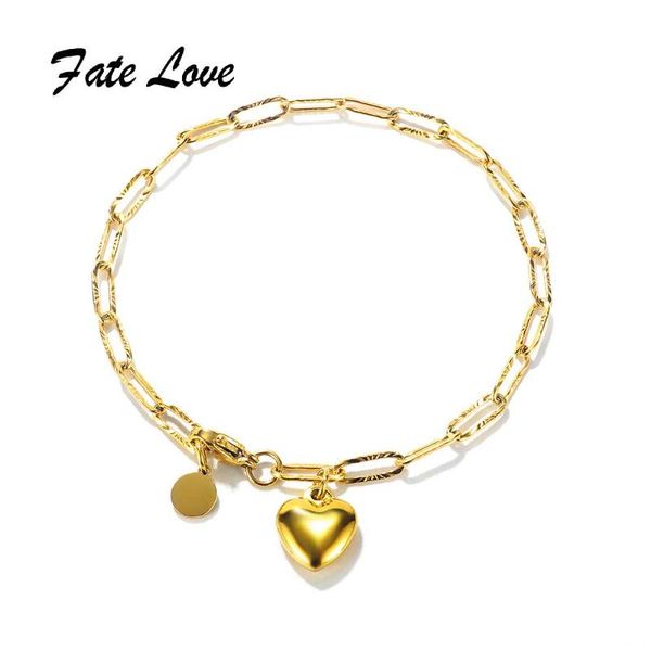 charm bracelets fate love brand trendy lady women heart bracelet link chain rose gold color stainless steel metal fashion jewelry, Golden;silver
charm bracelets fate love brand trendy lady women heart bracelet link chain rose gold color stainless steel metal fashion jewelry, Golden;silver