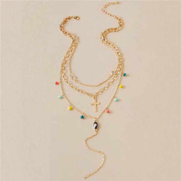 pendant necklaces bohemian multilayerd color bead charms with cross charm gold long tassel necklace for women winter fall sweater accessorie, Silver
pendant necklaces bohemian multilayerd color bead charms with cross charm gold long tassel necklace for women winter fall sweater accessorie, Silver