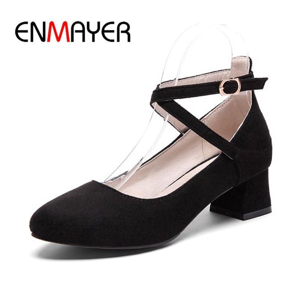 dress shoes enmayer women med heels ladies pumps solid big size 34-42 spring casual flock buckle cross-strap thick cr78, Black
dress shoes enmayer women med heels ladies pumps solid big size 34-42 spring casual flock buckle cross-strap thick cr78, Black