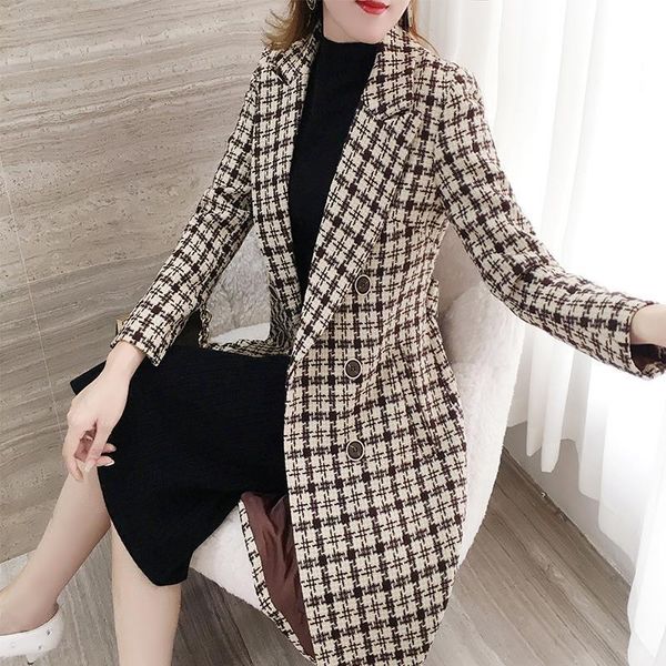 women's wool & blends woman long coat autumn winter female mid-length jacket plush woolen streetwear ladies tweed outerwear a162, Black
women's wool & blends woman long coat autumn winter female mid-length jacket plush woolen streetwear ladies tweed outerwear a162, Black