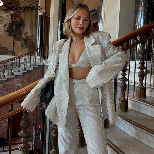 serytee 3 pcs set pants fashion sparkle oversize blazer women 2022 summer long sleeve outwear vintage female loose casual blouse shirt clubw, White
serytee 3 pcs set pants fashion sparkle oversize blazer women 2022 summer long sleeve outwear vintage female loose casual blouse shirt clubw, White