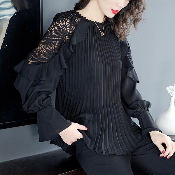 women's blouses & shirts chiffon blouse 2021 spring autumn fashion women hollow out lace embroidery flare sleeve black shi, White
women's blouses & shirts chiffon blouse 2021 spring autumn fashion women hollow out lace embroidery flare sleeve black shi, White