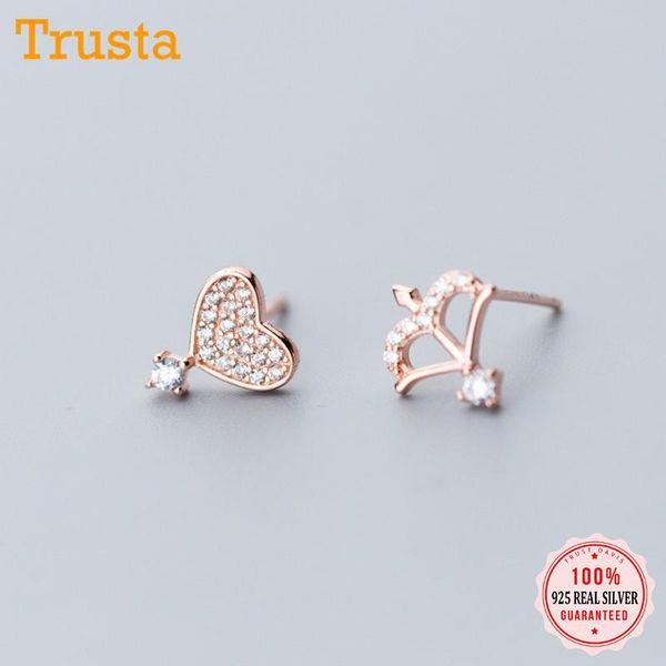 stud trustdavis 100% 925 solid sterling silver women fashion tiny asymmetric heart arrow cz earrings for daughter girls ds862, Golden;silver 
stud trustdavis 100% 925 solid sterling silver women fashion tiny asymmetric heart arrow cz earrings for daughter girls ds862, Golden;silver