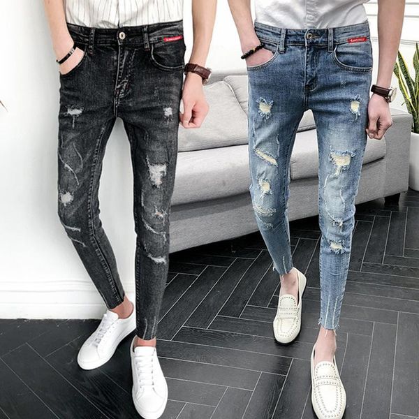 fashion 2021 teenagers small feet ripped ankle jeans cowboy men's tight pencil pants social spirit guy beggar denim, Blue
fashion 2021 teenagers small feet ripped ankle jeans cowboy men's tight pencil pants social spirit guy beggar denim, Blue