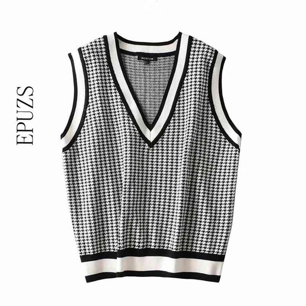 blue plaid vest women fashion oversized knitted sweater v neck sleeveless loose female waistcoat chic 210521, Black;white
blue plaid vest women fashion oversized knitted sweater v neck sleeveless loose female waistcoat chic 210521, Black;white