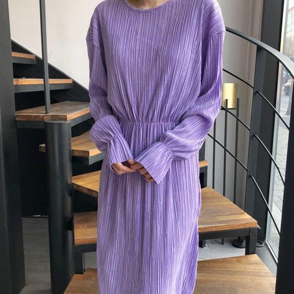 casual dresses south korea's autumn french vestidos female violet round neck fold texture high waist flared sleeve split midi dress kk78, Black;gray
casual dresses south korea's autumn french vestidos female violet round neck fold texture high waist flared sleeve split midi dress kk78, Black;gray