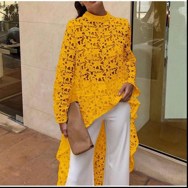 women lace womens blouses hollow out shirts long sleeve irregular stand collar female loose summer lady elegant solid beach, White
women lace womens blouses hollow out shirts long sleeve irregular stand collar female loose summer lady elegant solid beach, White
