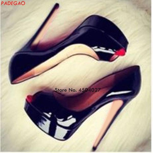 womens pumps patent leather high heel slip-on platform stiletto heels open toe party shoes sandals, Black
womens pumps patent leather high heel slip-on platform stiletto heels open toe party shoes sandals, Black