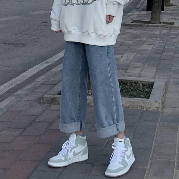 spring and autumn wide leg jeans children's loose korean students' slim high waist versatile straight pants women women's, Blue
spring and autumn wide leg jeans children's loose korean students' slim high waist versatile straight pants women women's, Blue