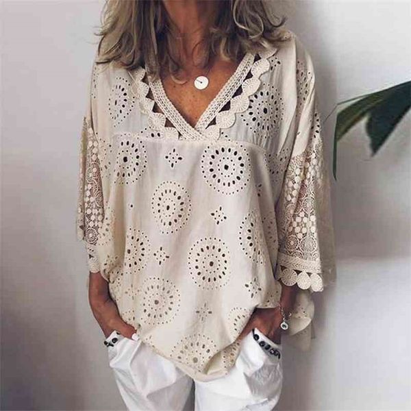 women blouse hollow out lace patchwork women plus size 5xl geometry v-neck summer shirt vrouw blouse large size 210426, White
women blouse hollow out lace patchwork women plus size 5xl geometry v-neck summer shirt vrouw blouse large size 210426, White