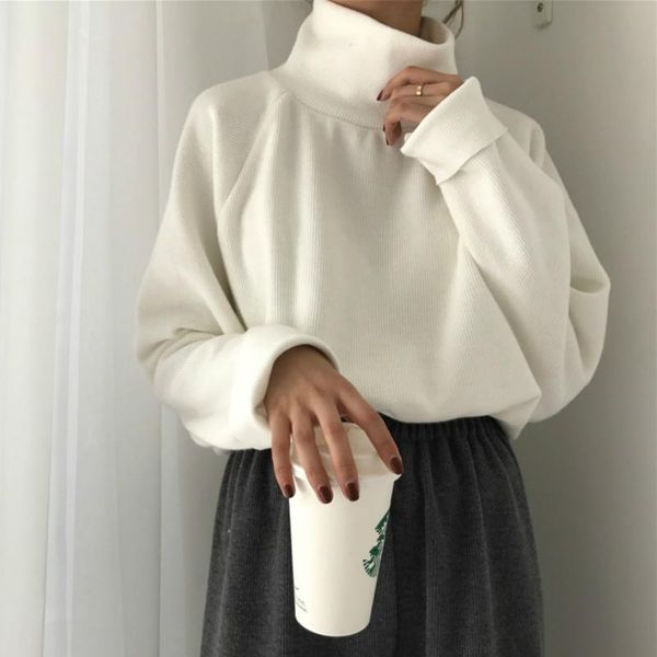 women's sweaters turtleneck sweater autumn winter knitted jumper casual loose long sleeve jacket pullovers female, White;black
women's sweaters turtleneck sweater autumn winter knitted jumper casual loose long sleeve jacket pullovers female, White;black