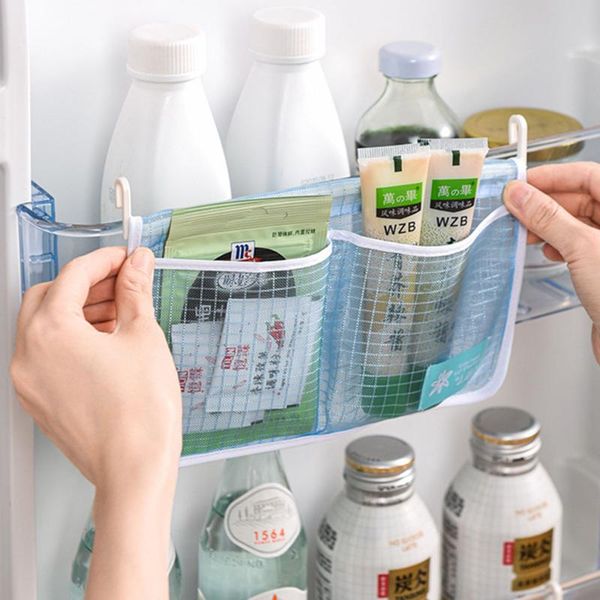 storage bags refrigerator mesh bag two grids hanging household kitchen tidy seasoning organizer with hook fridge
storage bags refrigerator mesh bag two grids hanging household kitchen tidy seasoning organizer with hook fridge