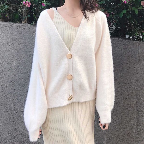 women's sweaters faux mink v-neck cardigan women solid elegant knitted jacket autumn winter outerwear loose clothes pull femme kardigan, White;black
women's sweaters faux mink v-neck cardigan women solid elegant knitted jacket autumn winter outerwear loose clothes pull femme kardigan, White;black