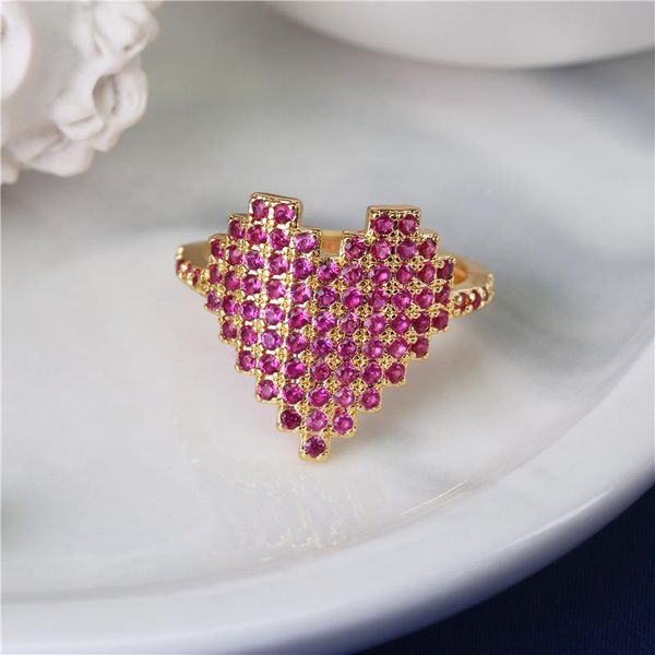 wedding rings big red heart cz gold shape pink adjustable large luxury jewelry micro paved iced out ring engagement gift, Slivery;golden
wedding rings big red heart cz gold shape pink adjustable large luxury jewelry micro paved iced out ring engagement gift, Slivery;golden