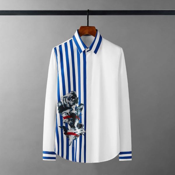 men's casual shirts flowers stripe printed male luxury long sleeve streetwear mens dress slim fit party tuxedo man 4xl, White;black
men's casual shirts flowers stripe printed male luxury long sleeve streetwear mens dress slim fit party tuxedo man 4xl, White;black