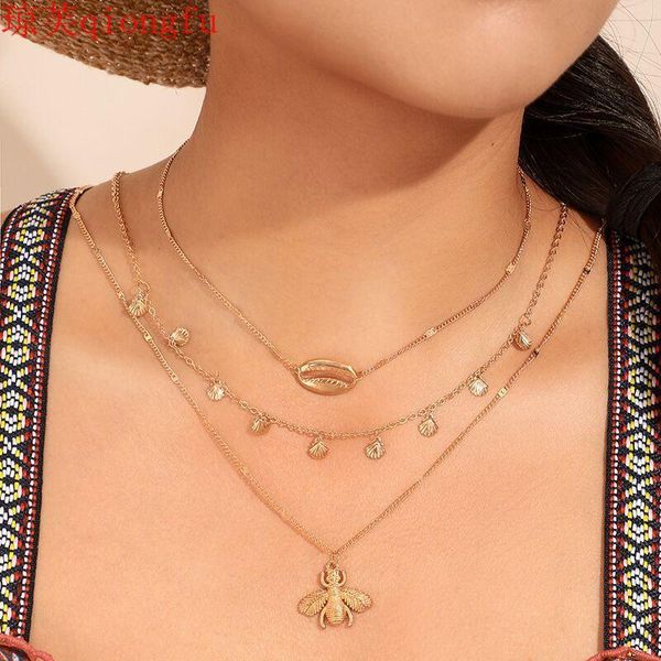 chains qiongfu 2021 fashion rose gold scallop bee shell multilayer necklace female stainless steel jewelry for woman metal, Silver
chains qiongfu 2021 fashion rose gold scallop bee shell multilayer necklace female stainless steel jewelry for woman metal, Silver