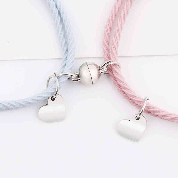 1pair braid rope magnet bracelet for lovers stainless steel pendant heart couple bracelets girls friendship jewelry, Golden;silver
1pair braid rope magnet bracelet for lovers stainless steel pendant heart couple bracelets girls friendship jewelry, Golden;silver