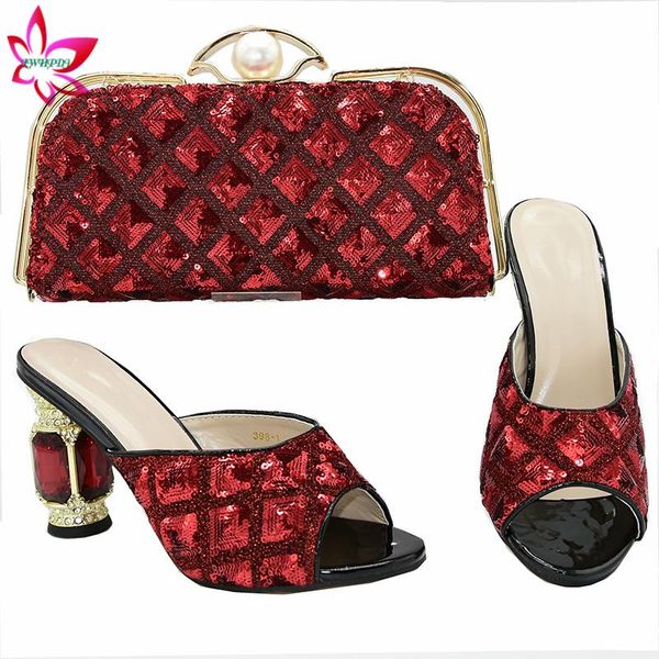 dress shoes 2021 specials design red color super high heels slipper and bag to match for wedding nigerian lady matching, Black
dress shoes 2021 specials design red color super high heels slipper and bag to match for wedding nigerian lady matching, Black