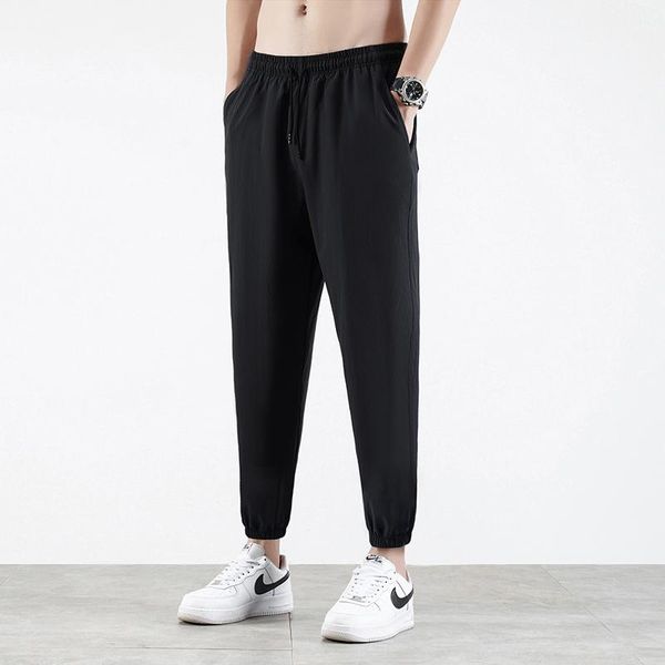 men's pants korean ice silk fast dry elastic thin fashion solid color and women's summer sports loose casual 9-point trousers, Black
men's pants korean ice silk fast dry elastic thin fashion solid color and women's summer sports loose casual 9-point trousers, Black