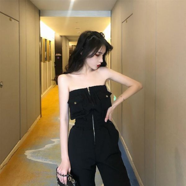 women's pants & capris clothing summer tube jumpsuit off shoulder women high waist pockets retro fake zippers strapless harajuku, Black;white
women's pants & capris clothing summer tube jumpsuit off shoulder women high waist pockets retro fake zippers strapless harajuku, Black;white