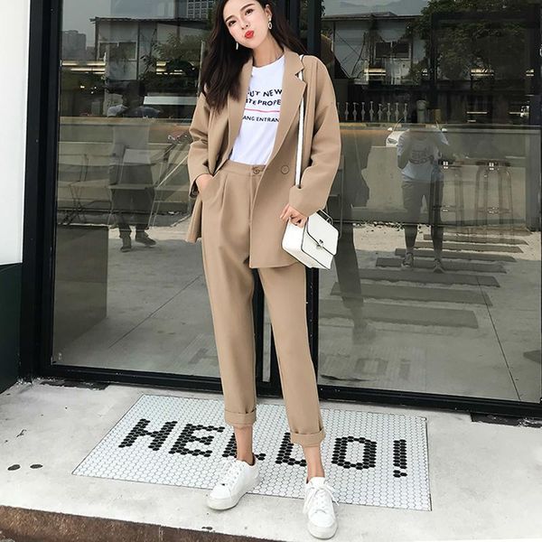women's suits & blazers casual solid women pant notched collar blazer jacket pencil khaki female suit autumn 2021 high quality, White;black
women's suits & blazers casual solid women pant notched collar blazer jacket pencil khaki female suit autumn 2021 high quality, White;black