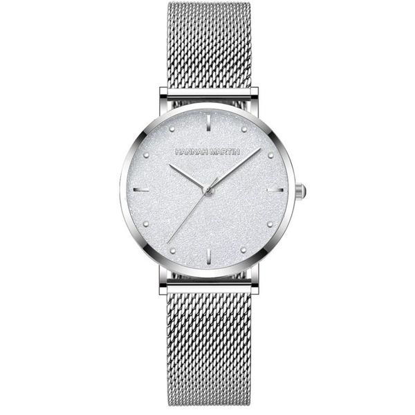 wristwatches hanna martin silver watch steel mesh band ladies watches quartz fashion bracelet female clock gift, Slivery;brown
wristwatches hanna martin silver watch steel mesh band ladies watches quartz fashion bracelet female clock gift, Slivery;brown