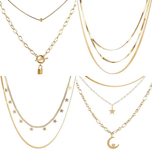 chains punk multilayer stainless steel necklace for women chain necklaces lock pendant heart jewelry gifts, Silver
chains punk multilayer stainless steel necklace for women chain necklaces lock pendant heart jewelry gifts, Silver